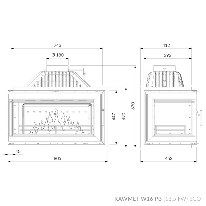 Каминная топка KAWMET W16 PB (13.5 kW) ECO. Фото 8