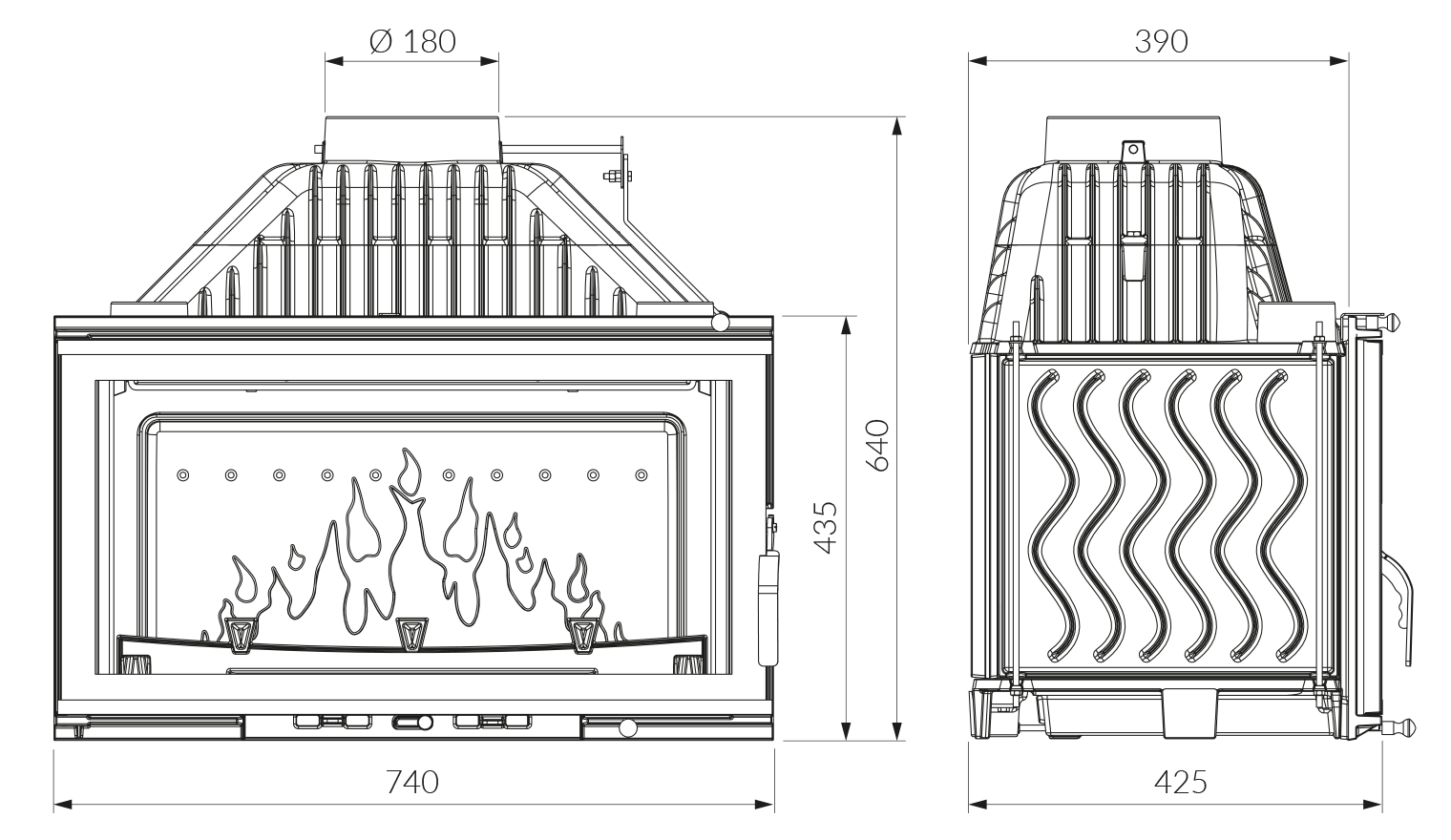 Камінна топка KAWMET W16 (13.5 kW) ECO. Креслення