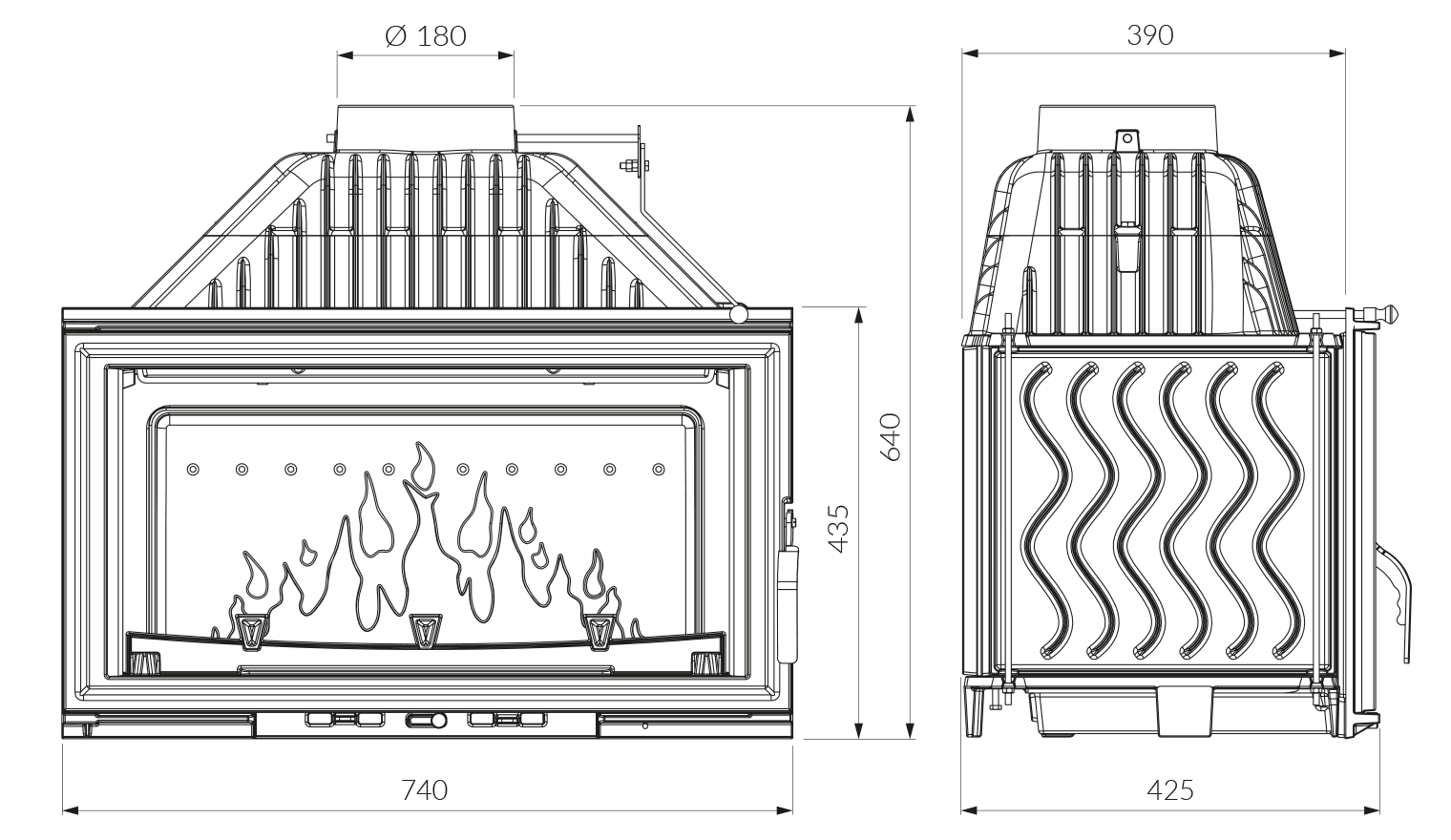 Камінна топка KAWMET W15 (13.5 kW) ECO. Креслення
