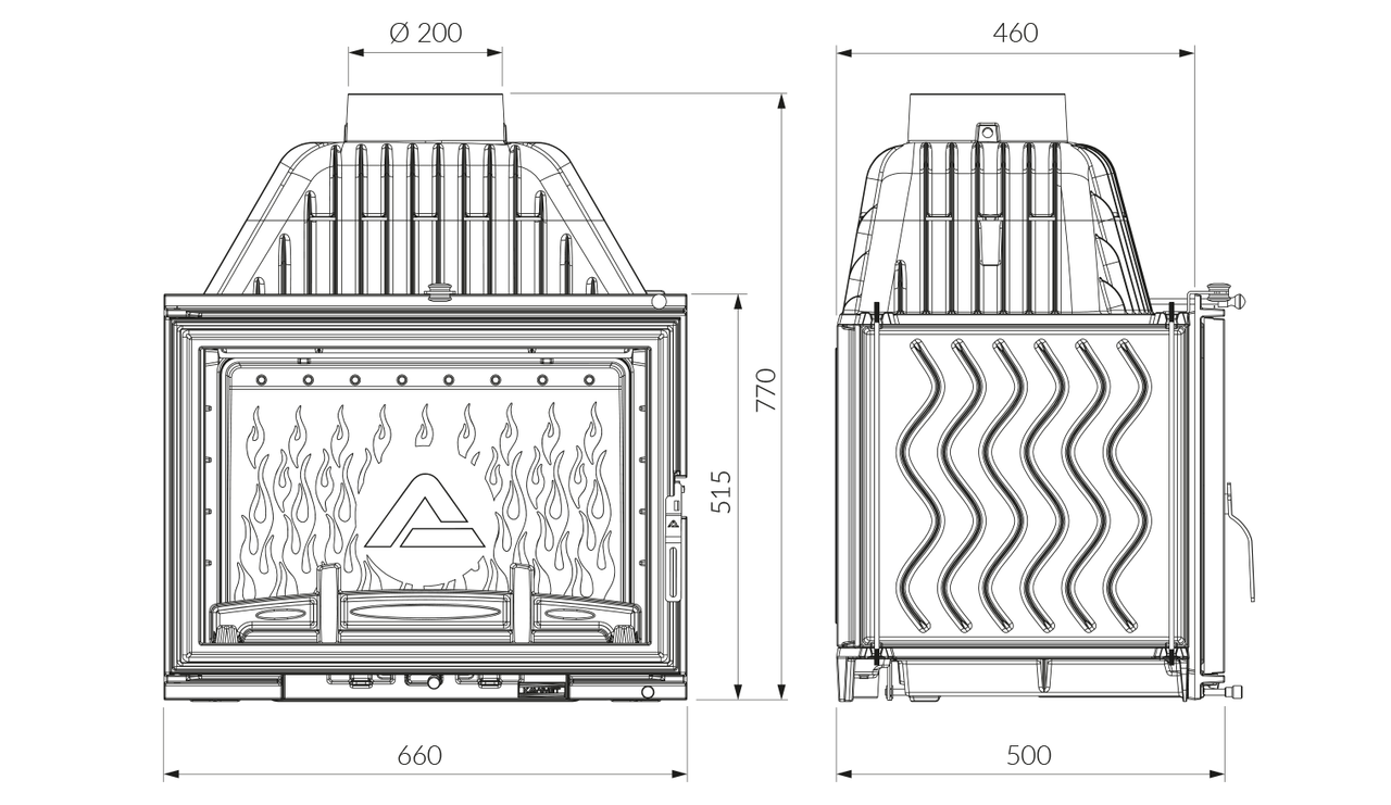 Каминная топка KAWMET W17 (16.1 kW) EСO. Чертеж