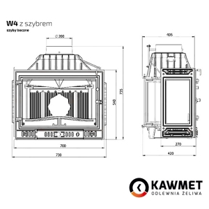 Каминная топка KAWMET W4 PB (14.5 kW). Фото 8