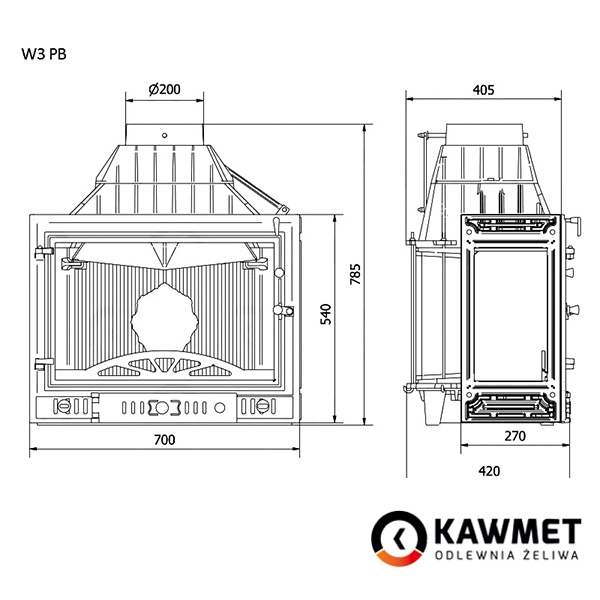 Каминная топка KAWMET W3 PB (16.7 kW). Фото 9