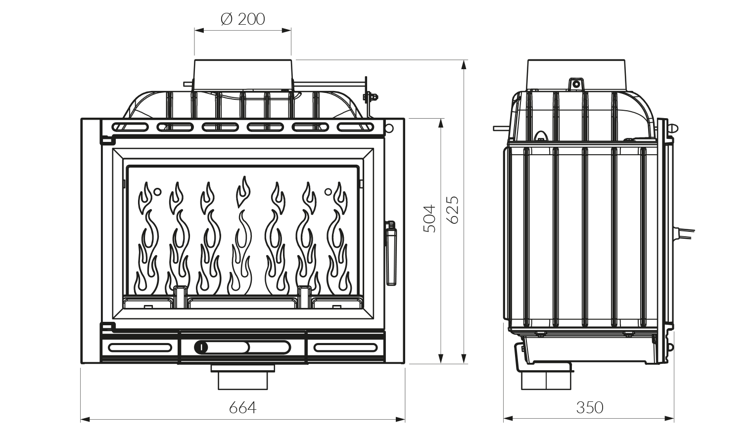 Камінна топка KAWMET W13A (11.5 kW) EСO. Креслення