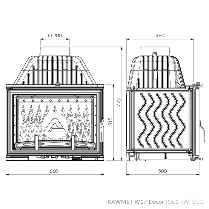 Каминная топка KAWMET W17 Dekor (16.1 kW) EСO. Фото 8