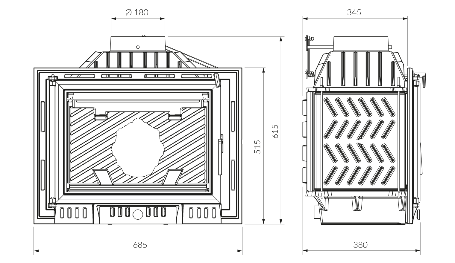 Камінна топка KAWMET W6 (10.1 kW) ECO. Креслення