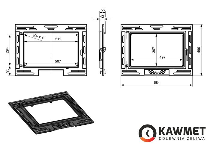 Двері для каміна KAWMET W9 490x680. Фото 3