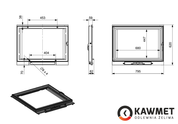 Двері для каміна KAWMET W8 640x790. Фото 3