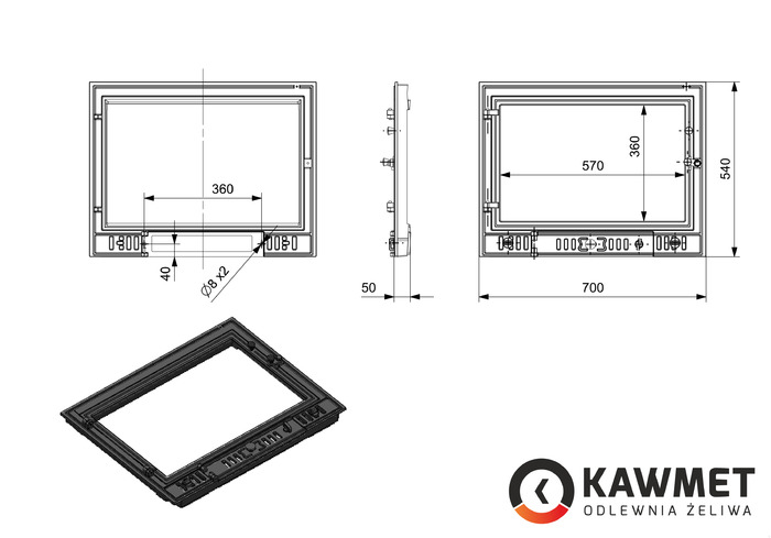 Двері для каміна KAWMET W4 540x700. Фото 5