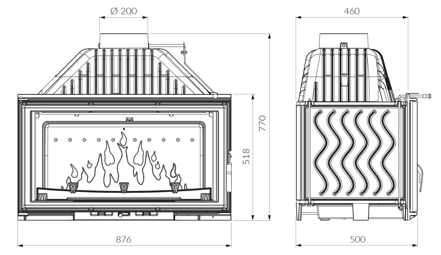 Камінна топка KAWMET W15 (16.3 kW) ECO. Креслення