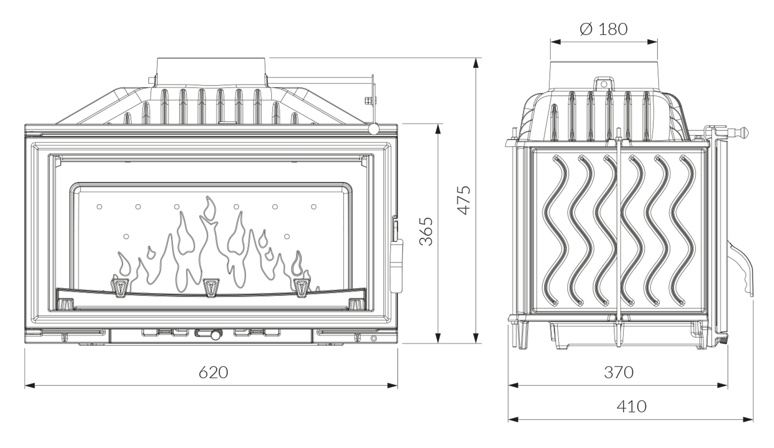 Камінна топка KAWMET W16 (9.4 kW) EСO. Креслення