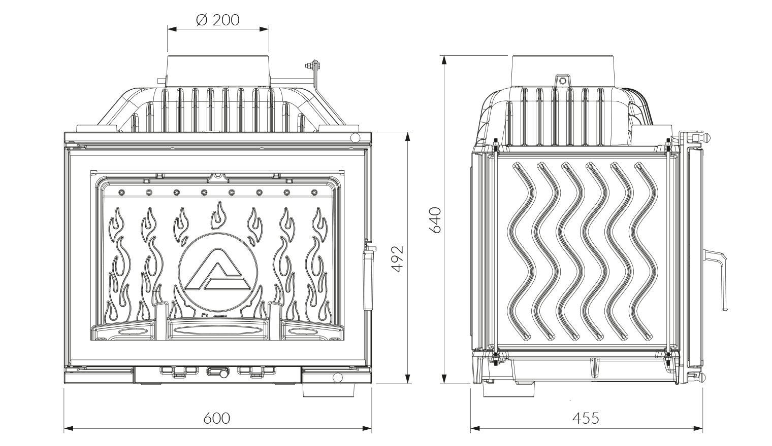Камінна топка KAWMET W17 (12.3 kW) EСO. Креслення
