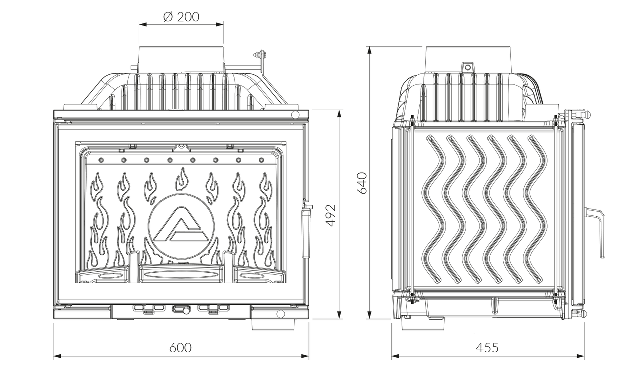 Каминная топка KAWMET W17 (12.3 kW) EСO. Чертеж