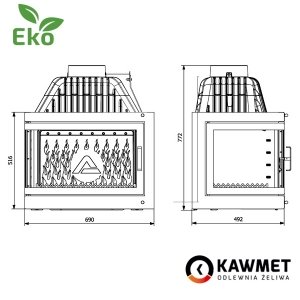 Камінна топка KAWMET W17 Dekor праве бокове скло (16.1 kW) EСO. Фото 6