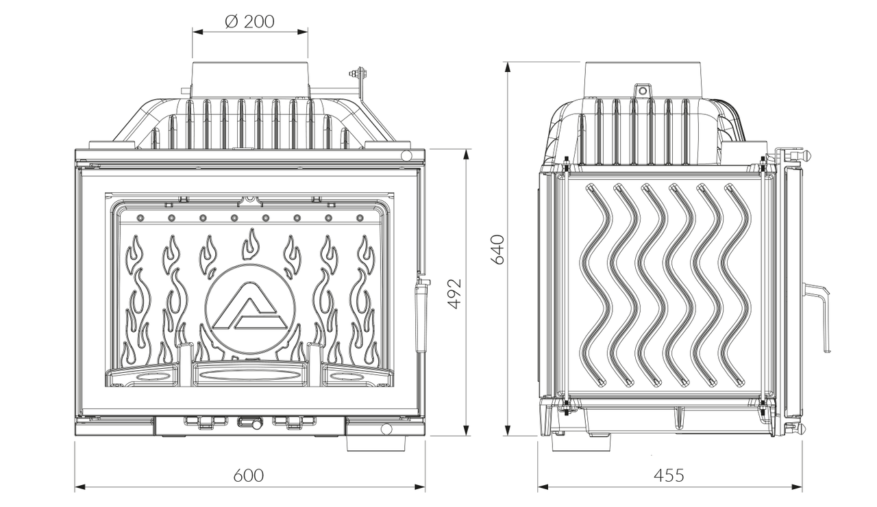 Каминная топка KAWMET W17 Dekor (12.3 kW) EСO. Чертеж