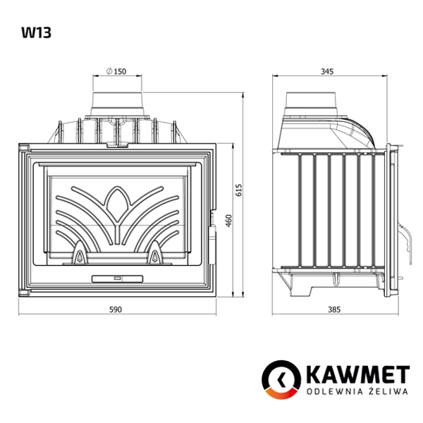 Каминная топка KAWMET W13 (9.5 kW). Фото 8
