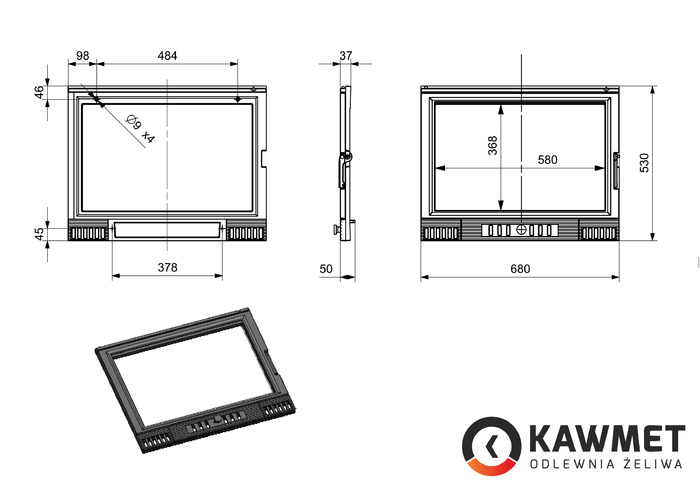 Дверцы для камина KAWMET W2 530x680. Фото 6