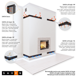 Вентиляційна решітка для каміна 60х600х400 SAVEN Loft Angle кутова права чорна. Фото 5