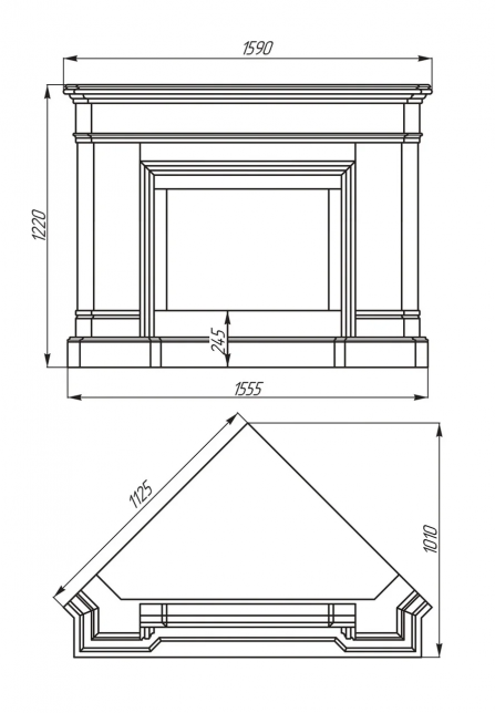 Комплект: Чавунна топка KAWMET Premium HERMES F23 з порталом Мадрид (Браво) з мармуру Botticino. Фото 11
