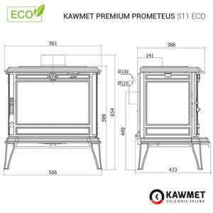 Чавунна піч KAWMET Premium PROMETEUS S11 ECO. Фото 18