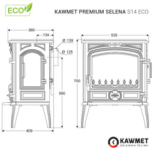 Чавунна піч KAWMET Premium SELENA S14 ECO. Фото 35