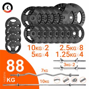 Штанги + гантелі + бліни 65 кг KAWMET. Набір 88кг для GrossFit та Workout тренувань