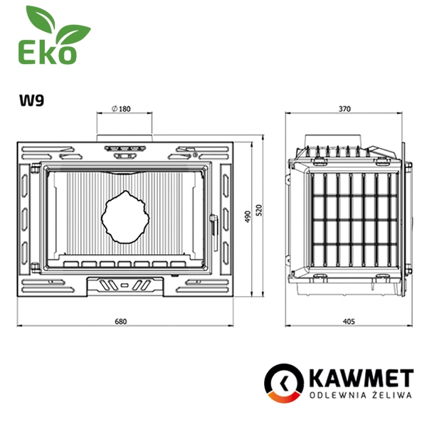 Камінокомплект: мармуровий портал Еко з топкою на дровах KAWMET W9 (9,8 kW) ECO. Фото 9