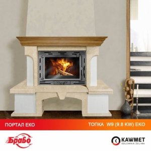 Камінокомплект: мармуровий портал Еко з топкою на дровах KAWMET W9 (9,8 kW) ECO