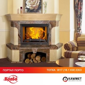 Камін Порто з топкою на дровах KAWMET W17 (16.1 kW) ECO