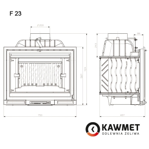 Каминокомплект: Мраморный портал Браво Барселона с топкой на дровах  KAWMET Premium HERMES F23. Фото 7