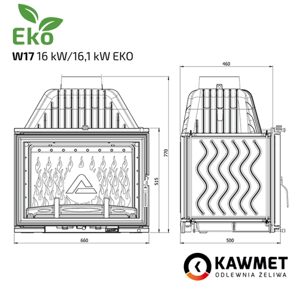 Набір: Камінна топка KAWMET W17 (16.1 kW) ECO з порталом Барселона (Браво) з мармуру Botticino. Фото 10