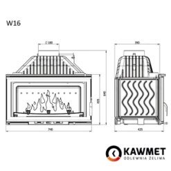 Комплект: Топка KAWMET W16 (13.5 kW) ECO з порталом Барселона (Браво) з мармуру Botticino. Фото 10