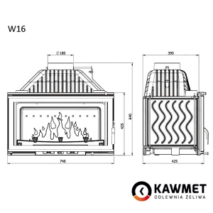 Каминокомплект: Каминная топка KAWMET W16 (13.5 kW) ECO с мраморным порталом Оскар Браво ( Botticino). Фото 9