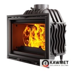 Каминокомплект: портал мраморный Оскар Браво (Botticino) с топкой на дровах  KAWMET Premium HERMES F23. Фото 4