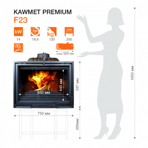 Камінокомплект:  мармуровий портал Оскар (Браво) з топкою на дровах KAWMET Premium HERMES F23. Фото 6