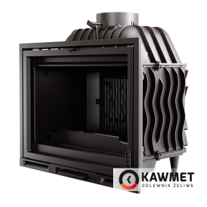 Каминокомплект: портал мраморный Оскар Браво (Botticino) с топкой на дровах  KAWMET Premium HERMES F23. Фото 8