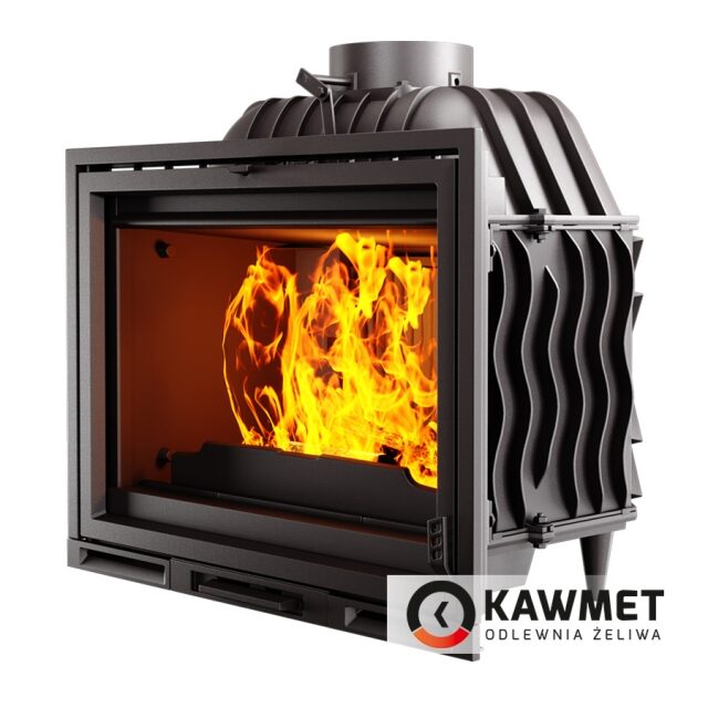 Каминокомплект: портал мраморный Оскар Браво (Botticino) с топкой на дровах  KAWMET Premium HERMES F23. Фото 4