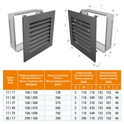 Вентиляційна решітка для каміна SAVEN Hide Vertical 30x17 графітова. Фото 3