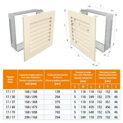 Вентиляційна решітка для каміна SAVEN Hide Vertical 30x17 кремова. Фото 3