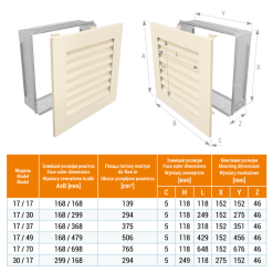Вентиляційна решітка для каміна SAVEN Hide 17x49 кремова. Фото 3