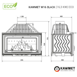 Каминная топка KAWMET W16 Black (16.3 kW) ECO. Фото 8