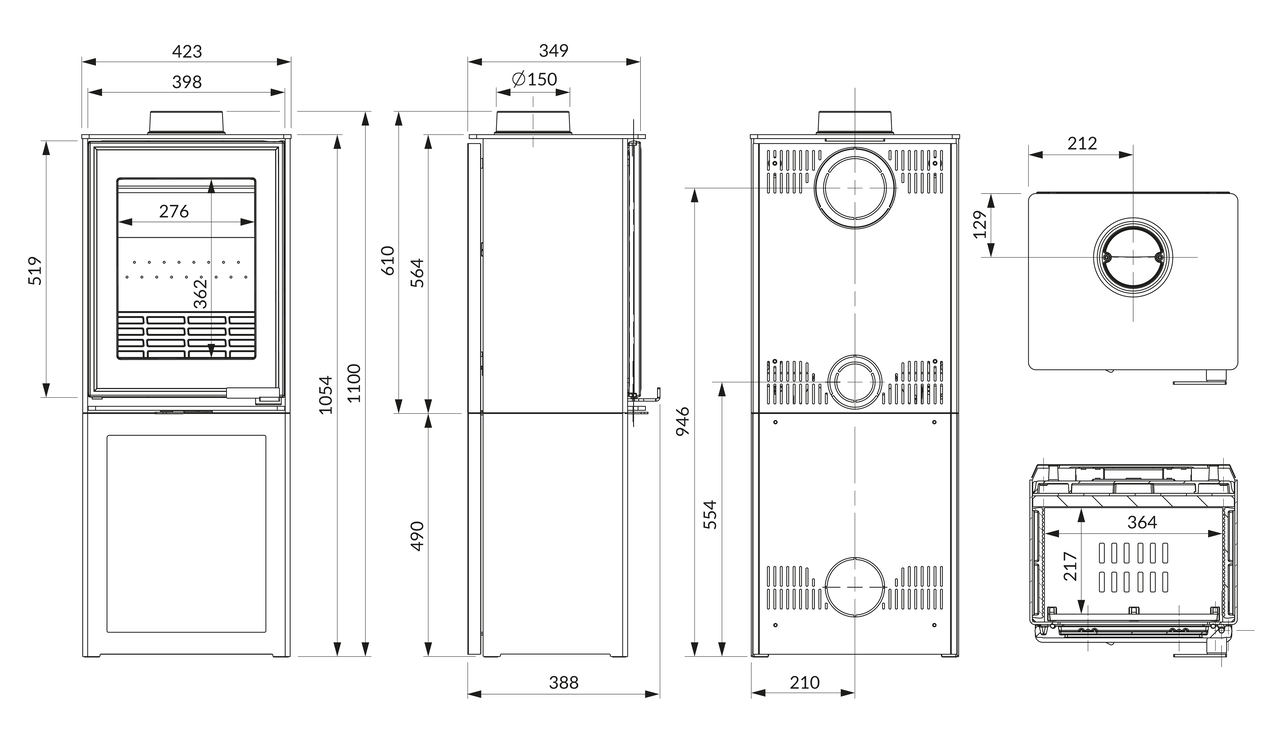 Піч камін KAWMET HARITA S15v L-Box ECO. Креслення