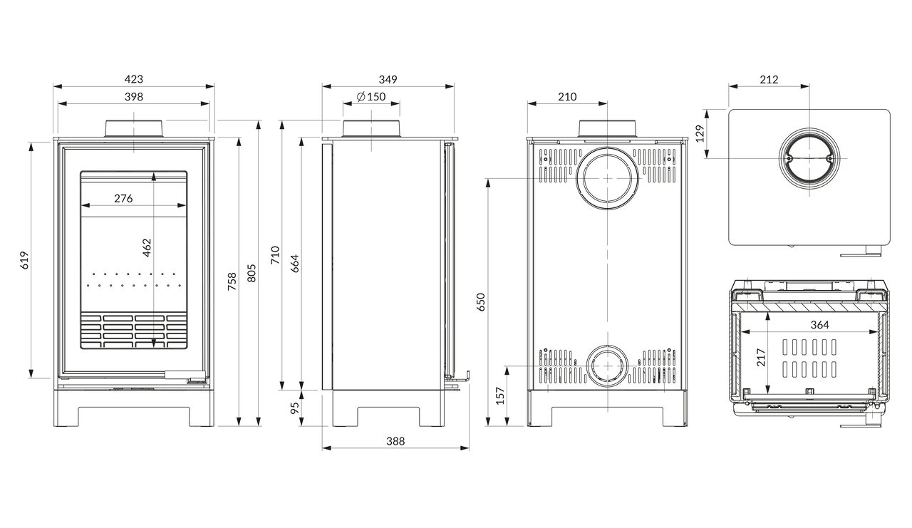Піч камін KAWMET VENUS S16 Basic ECO. Креслення
