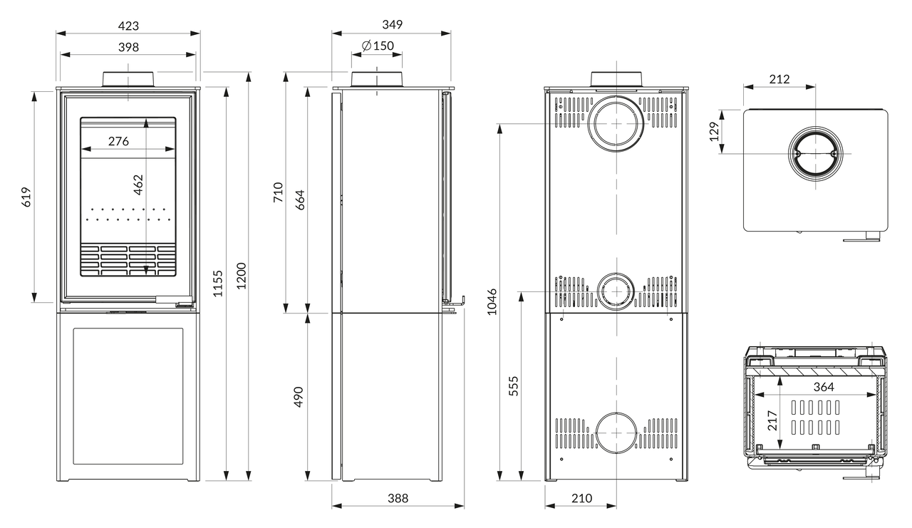 Піч камін KAWMET VENUS S16 L-Box ECO. Креслення