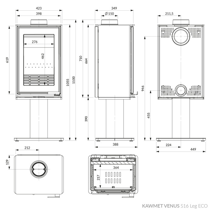 Печь камин KAWMET VENUS S16 Leg ECO. Фото 10