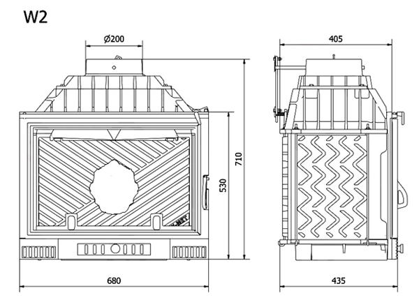 Камінна топка KAWMET W2 (14.4 kW). Креслення