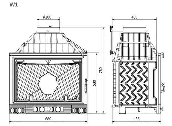 Камінна топка KAWMET W1 Feniks (18 kW). Креслення
