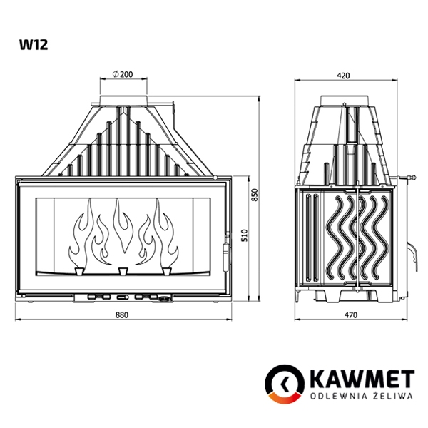 Каминная топка KAWMET W12 (19.4 kW). Фото 9